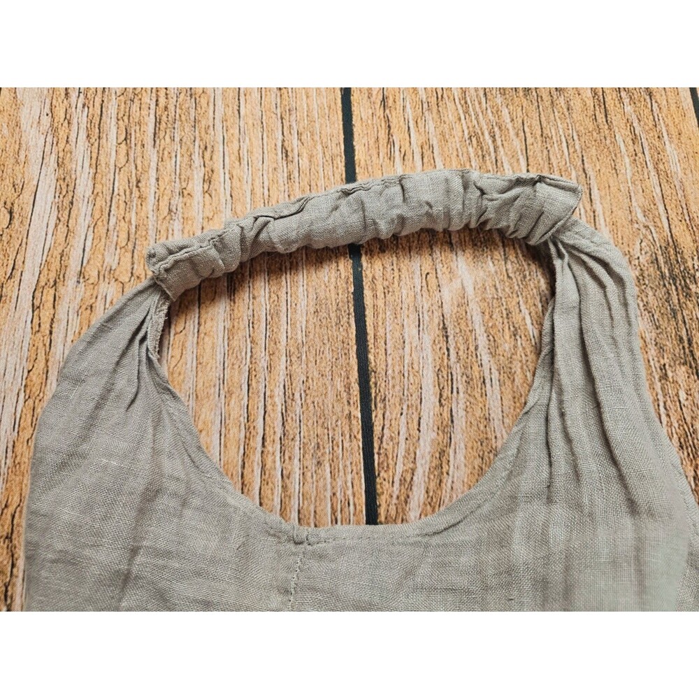Linen Jumpsuit Casual Loose Wide Leg Pants Overalls Pull On Grayish Brown L/XL - Picture 8 of 10